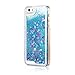 Glitter Case for iPhone 5S,Turpro Hard Transparent Clear Creative Funny 3D Quicksand Liquid Sparkles Glitter Bling Case with Stars for iPhone 5 5S(Blue)