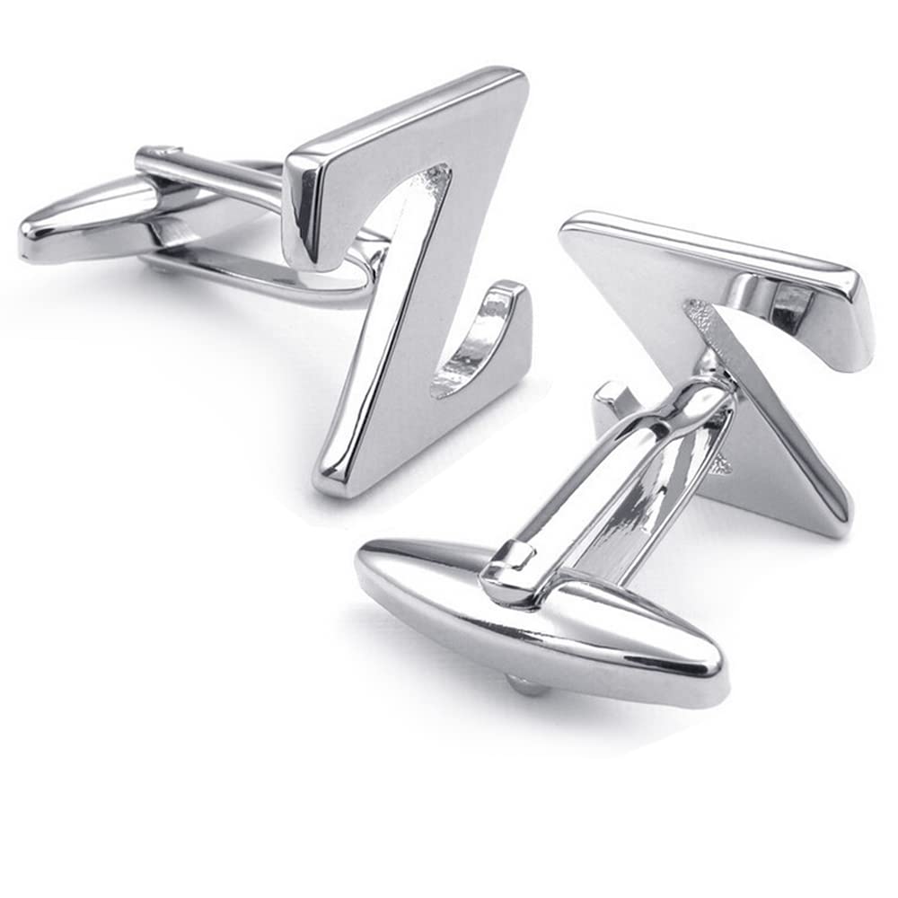 HONEY BEAR Mens Initial Alphabet Letter Silver White Steel Wedding Formal Business Cufflinks (Z)