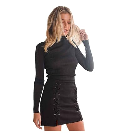 BHYDRY Frauen-Verband-Wildleder-Stoff-Minirock schlanker Nahtloser Fester kurzer Rock