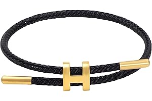 OSIRIDEH2 Bracelet with Adjustable Design Polished H Shape Buckle, Bracelets for Women, 18k Gold-plated Buckle Design Titanium Steel Wire Rope Women's Gift Jewelry