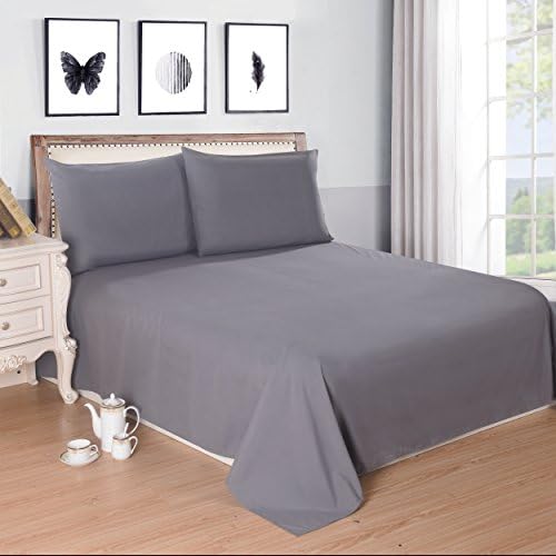 Lullabi Bedding 100% Ultra Soft, Double-side Brushed Finish, Microfiber Bed Sheets Set - Fitted, Flat sheet, Pillowcases, Wrinkle, Fade, Stain Resistant (Gray, Queen Size)