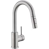 Modern Bar Sink Faucet for Kitchen Sink Single Handle with Pull Out Sprayer Hot and Cold Brushed Nickel CENOSA