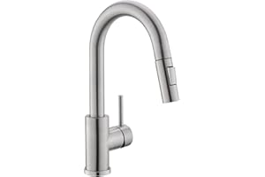Modern Bar Sink Faucet for Kitchen Sink Single Handle with Pull Out Sprayer Hot and Cold Brushed Nickel CENOSA