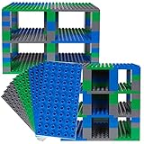 Premium Big Briks Blue, Green, and Gray Baseplate Tower Construction Set - 96 Pack Bundle (Big LEGO DUPLO Compatible) - Large Pegs