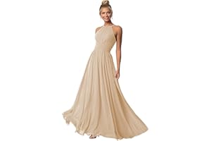 Clothfun Women's Halter Bridesmaid Dresses Long Chiffon Formal Dresses Evening Party Dress 2025