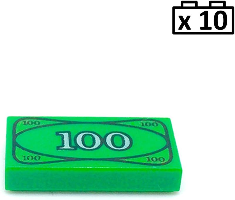 LEGO 10 x "100" Green Tile City Minifigure Robber Dollar - Image 3