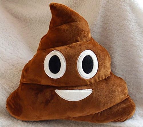 32cm Emoji Poop Face Smiley Emoticon Yellow Round Cushion Stuffed Plush Soft Pillow - Great For Kids - Decor Pillow - Lower back support cushion - For Bedroom Living room Office (Poop)