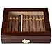 Cigar Humidor Handmade Wood Cigar Box Desktop Humidor with Hygrometer and Humidifier,Cedar Divider Royale Glasstop Holds 20-25 Cigars