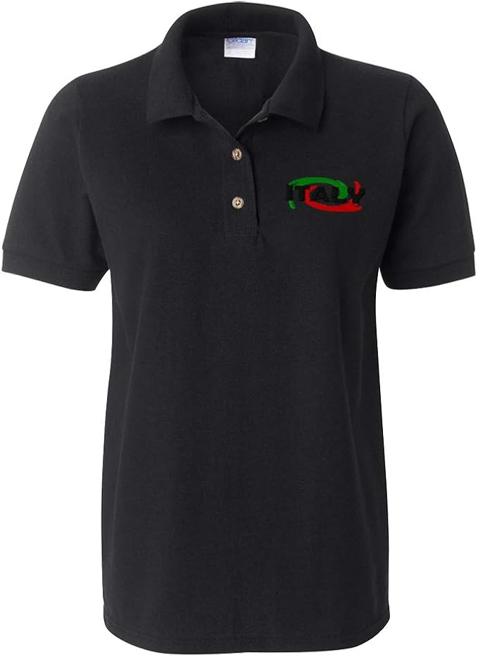 Womens Shirts Golf Tees Italy Flag Wording Embroidery