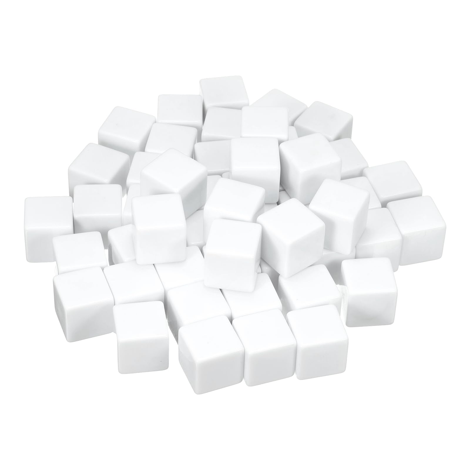sourcing map 50Pcs Acrylic Blank Dice, 25mm/0.98" Acrylic Six Sided Blank White Dice Blocks with Smoothed Surface for Board Games Party Fun
