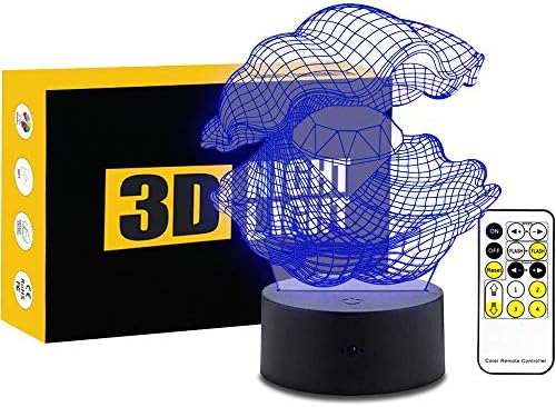 Circle Circle Diamond Shell 3D Optical Illusion Lamp 7 Colors Change and 15 Keys Remote Control LED Night Light Toys