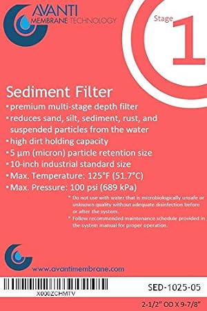 OD 2.5 inch, 10 micron, 5 certified, NSF system water