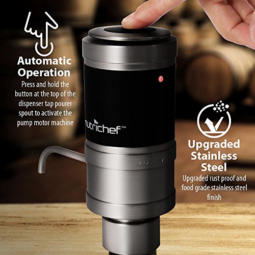 Stainless Steel Electric Wine Aerator - Unique Air Decanter Diffuser System for Red and White Wine - Portable and Automatic Bottle Breather Tap Machine Dispenser Pump - NutriChef - Thumbnail 6