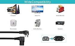 90 Degree Computer Power Cord Right Angle - 1FT