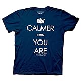 Big Lebowski Calmer Than You Are Mens Tee-Navy (X-Large)