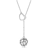 925 Sterling Silver Volleyball Softball Baseball Necklace Pendant Heart Jewelry Gifts for Women Player Lover