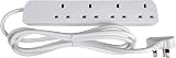 Mercury 4 Gang Extension Lead 1.0m White UK 13A Copper Wiring 4 Socket view 5