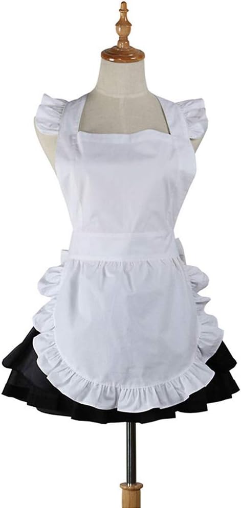 Love Potato Cute White Retro Kitchen Restaurant Women Aprons for Women Girls Waitress Apron for Gift, 24W x 24L