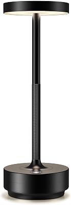 Candeeiro de mesa LED sem fios, recarregável, 5000 mAh, 3 modos de luz, uso interior/exterior, bateria de longa duração, lâmpada de mesa portátil USB-C (preto)