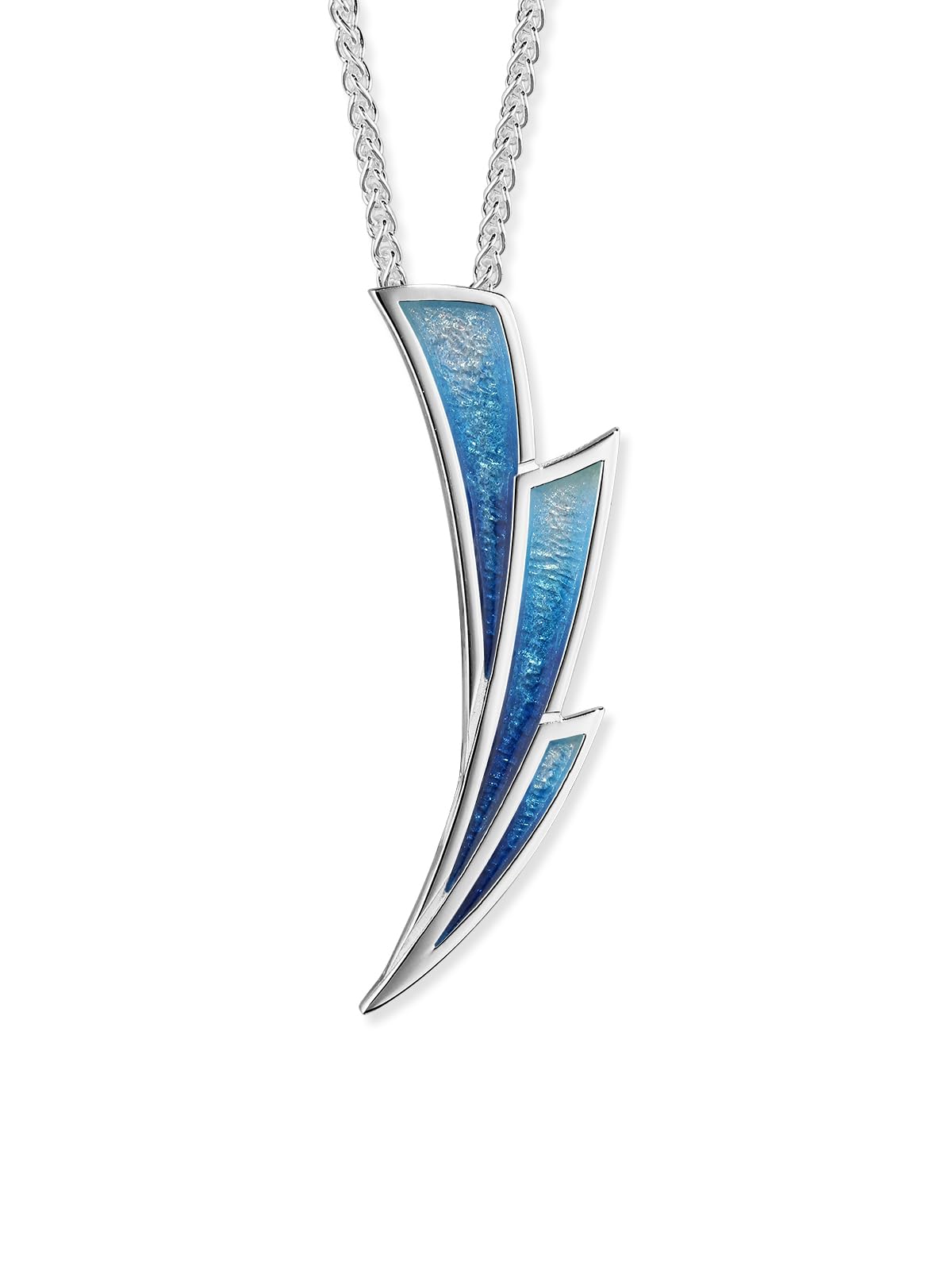 ORTAK 925 Sterling Silver Scottish Pendant Necklace Handmade Hot Glass Waterfall Enamel Celtic Design Polished Two-Toned Fine Designer Jewellery of Scotland for Women