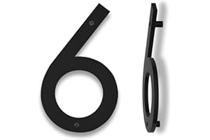 HOUSEDIGITS 10 Inch Modern Floating House Numbers for Outside, Large Black Address Number with Nails Kit & Template, Easy to Mount for Exterior House Address - Ideal for Garage Gates, Streets, and Farmhouses, Numbers for Address on House (Number 6)