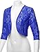 Women's 3/4 Sleeve Floral See-Through Lace Shrug Bolero Cardigan Top - Made in USA