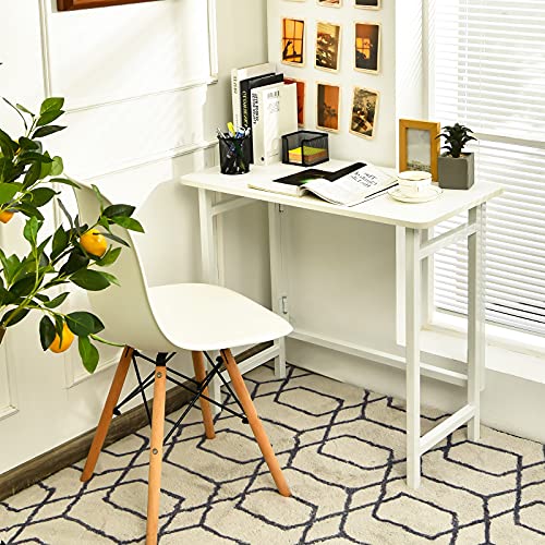 COSTWAY Folding Computer Desk, Simple Modern Writing Desk for Small