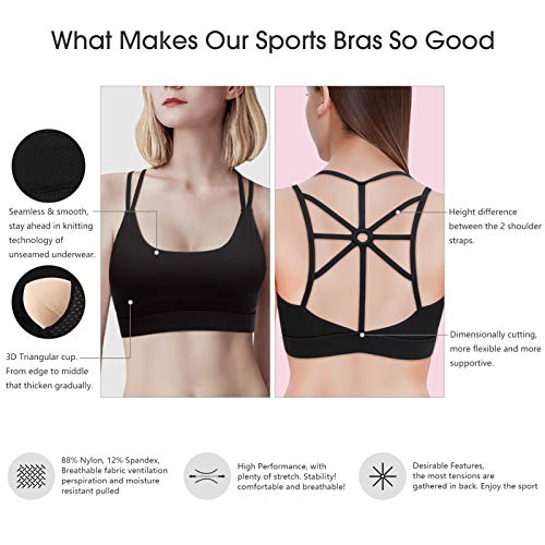 HBselect Sportbeha voor dames, bustier, gevoerde sportkleding, buikvrije sporttop met riemdesign aan de achterkant en… - Image 4