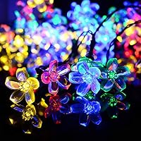 HADIY Solar String Lights,50 Led Peach Fairy Garden Light Led Outdoor Light Waterproof Battery Powered Indoor Outdoor Christmas Tree Wedding Party (Multicolor)