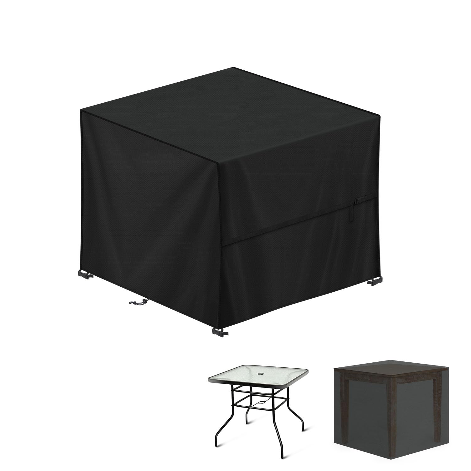 LAMUNI Cube Garden Furniture Cover, 80x80x80cm Rattan Cube Table Cover, 420D Oxford Patio Set Covers Waterproof Outdoor Garden Square Table Cover Windproof Patio Table and Chairs Covers