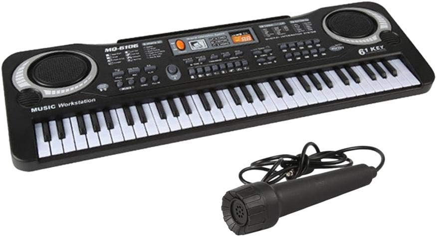 QUYY Portable Electronic Organ with Microphone Simulated Keyboard, Music Piano Toy Musical Instrument Toy for Beginners Adults 61-Key