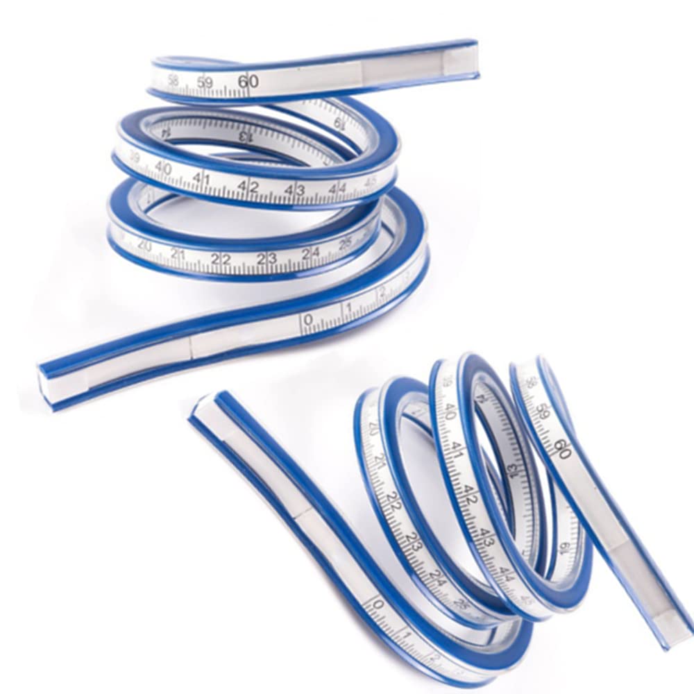 JLEivvi 2 Pack Flexible Curve Ruler, 30cm PVC Plastic Measure, Double-Sided Imperial & Metric Scales, Bendy Ruler for Drafting, Engineering, Fashion & Woodworking