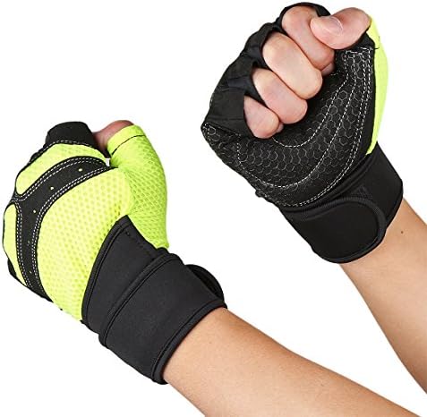 Training Gloves Men Women Breathable Gym Gloves with 12 Inch Wrist Wrap Sport Gloves for Crossfit Weights Lifting Workout Fitness Cycling Exercise