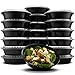 Paksh Novelty RND24OZ16PK Lunch Box Sets/Round Large Food Container with Lid for Meal Prep, Microwaveable, Freezer & Dishwasher Safe, Leak Proof, 24 Ounce, 20 Pack, Black-BK09 primary