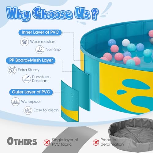 Peradix Paddling Pool with Adjustable Canopy for Toddlers - 120cm Foldable Pool Pool for Baby and Kids for Garden & Travel | Baby Tent & Beach Tent for 2-3 Children