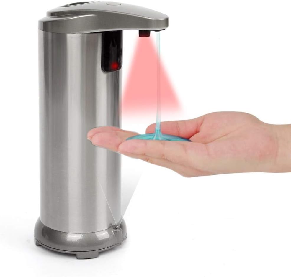 Soap Dispenser Pump Automatic Liquid Soap Shampoo Sanitizer Dispenser with IR Sensor, Hands Free Stainless Steel Soap Dispenser for Kitchen Bathroom Office Hotel - Champagne