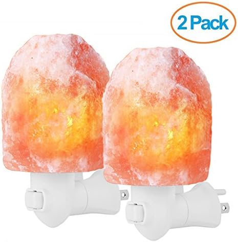 Natural Himalayan Hand Carved Pink Crystal Salt Lamp ,Dimmable Himalayan Pink Salt Night Lamp，Hymilian Sea Salt Crystals Night Light with Bulb And Dimmer Control, Decoration and Air Purifying 2 Pack