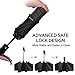 HQdeal Automatic Compact Travel Umbrella with Reverse and Safe Lock Design, Teflon 210T Auto Open Close Folding Strong Windproof Umbrella Black