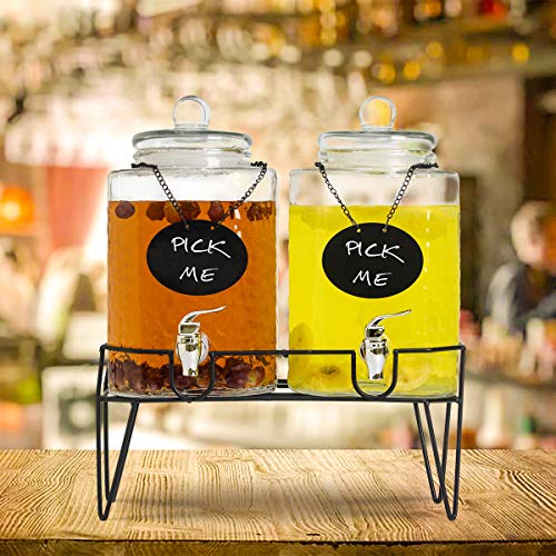 1.5 Gallon Beverage Dispenser with Spigot and Stand, Glass