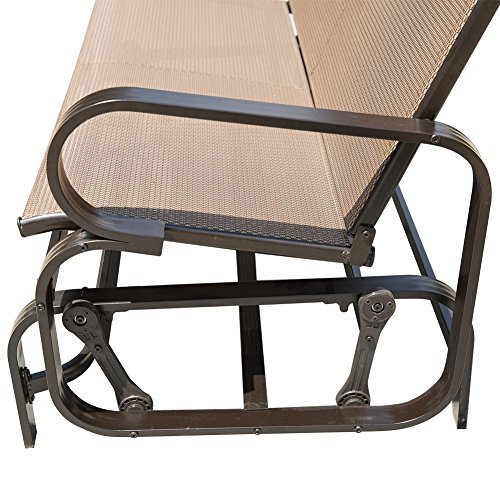 PatioPost Glider Bench Chair Outdoor 2 Person Loveseat Chair Patio Porch Swing with Rocker, Mocha