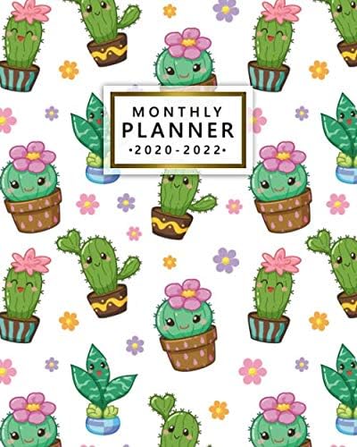 2020-2022 Monthly Planner: Cute Kawaii Cactus Three Year Calendar & Agenda with Monthly Spread Views - 3 Year Organizer with Inspirational Quotes, To-Do’s, Vision Boards & Notes - Girly Floral Print Paperback – Organizer, December 1, 2019