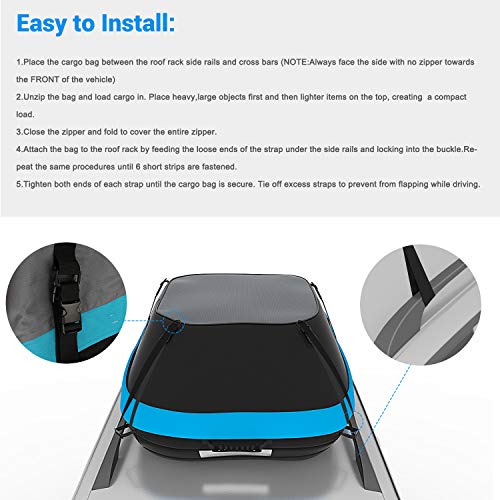 STDY Upgraded 20 Cubic Feet Rooftop Cargo Top Carrier Bag,Travel Cargo Bag by Thickening Waterproof 600-Denier Polyester Material-with Easy to Install Straps-Soft Shell Luggage Rack Bag (20 Cubic)