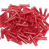 SOLOOP 100pcs Red/Yellow /Blue Nylon Insulated Electrical Wire Crimp Terminals Butt Splice Connectors