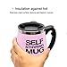 FREEHAWK® Hot Sale Novelty Automatic Electric Stirring Coffee Mug Double Layer Stainless Steel Self Stirring Auto Coffee Mugs Self Mixing Cup for Morning, Office, Travelling in Pink (450ml/15.2oz)