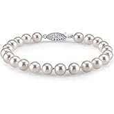 The Pearl Source White Freshwater Pearl Bracelet for Women - Cultured Pearl Bracelet in 14k Gold with Genuine Cultured Pearls, 8.0 Inches Length