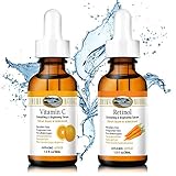 Sonoma Naturals Day & Night (Vitamin C/Retinol) Serum Set for Face, 2 oz|Anti Aging & Anti Wrinkle|Pore Minimizer|Skin Brightening & Firming|Dark Spot Corrector|Boosts Collagen|Anti Oxidant Rich