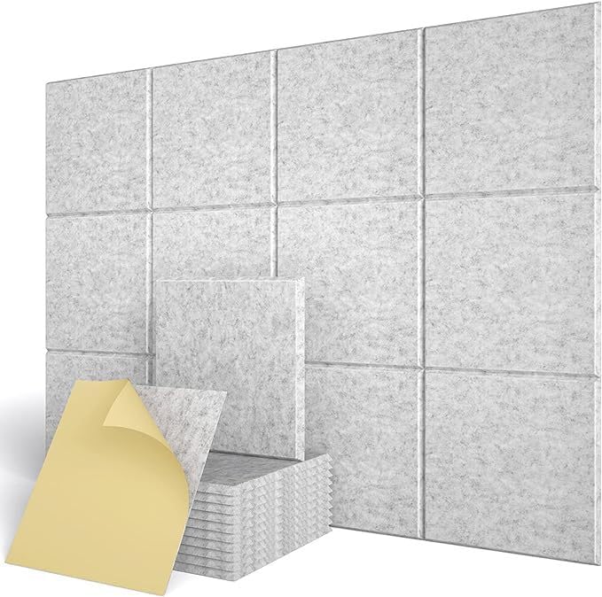 Clocell Acoustic Panel Self-adhesive for Home Theater&Studio, 12 Packs Sound Improvement - 30 * 30 * 0.9 CM Soundproof Wall Panels