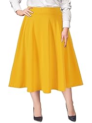 Moon Wood Women's Plus Size Midi Skirt High Elastic
