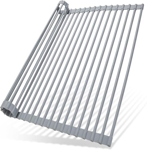 Ohuhu Over Sink Dish Drying Rack Silicone Wrapped 17.6" W x 15.4"
