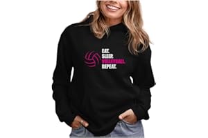 Tstars Eat Sleep Volleyball Repeat Hoodie - Funny Sporty Hoodies for Teen Girls & Women - Gift for Players & Fans